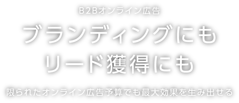 B2Bオンライン広告 ブランディングにもリード獲得にも 限られたオンライン広告予算でも最大効果を生み出せる